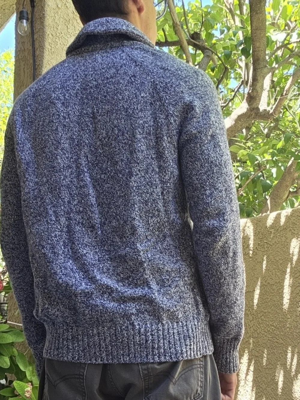 Banana Republic Men's Cable Shawl Collar Cardigan - Gray